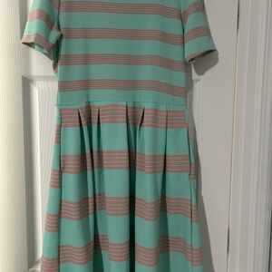 LuLaRoe Mint and Pink Striped Top